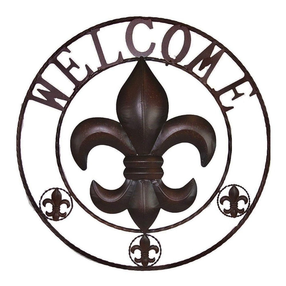 Fleur De Lis Welcome Metal Circle